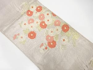 アンティーク　菊模様織り出し袋帯(材料)